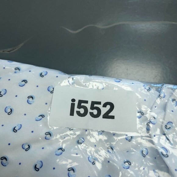 NEW Greg Norman ML75 Men's L Golf Polo Shirt White/Blue Circle Print - Picture 9 of 9